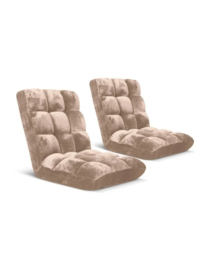 SOGA 2X Floor Recliner Folding Lounge Sofa Futon Couch Folding Chair Cushion Light Apricot image 1