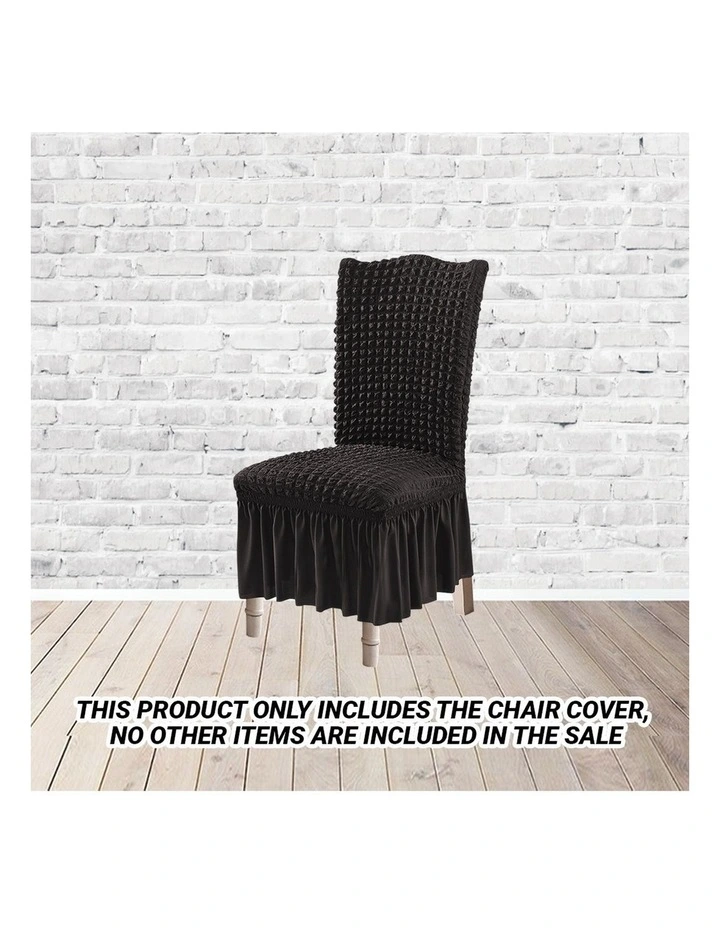 SOGA 2 Pack Black Stretch Dining Chair Slipcovers with Ruffle Skirt image 2