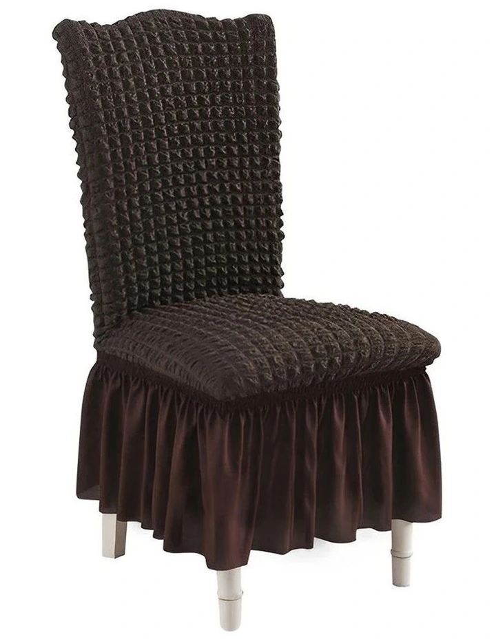 SOGA Coffee Stretch Dining Chair Slipcover with Ruffle Skirt image 1