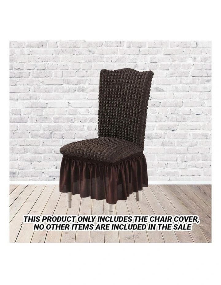 SOGA Coffee Stretch Dining Chair Slipcover with Ruffle Skirt image 2