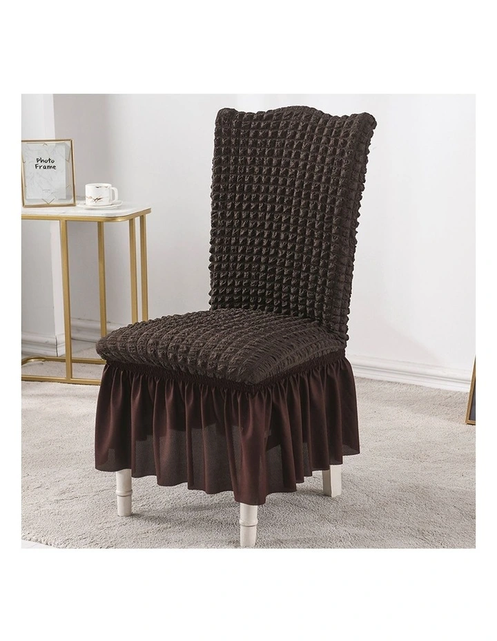 SOGA Coffee Stretch Dining Chair Slipcover with Ruffle Skirt image 3