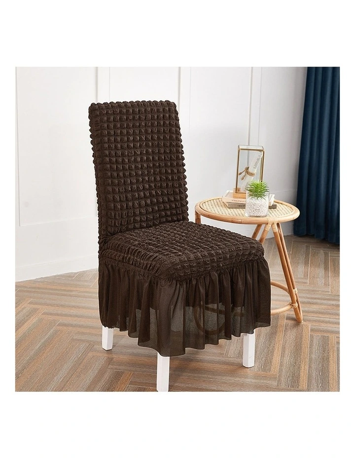 SOGA Coffee Stretch Dining Chair Slipcover with Ruffle Skirt image 5