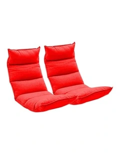 SOGA 2X Red Foldable Tatami Floor Recliner Sofa