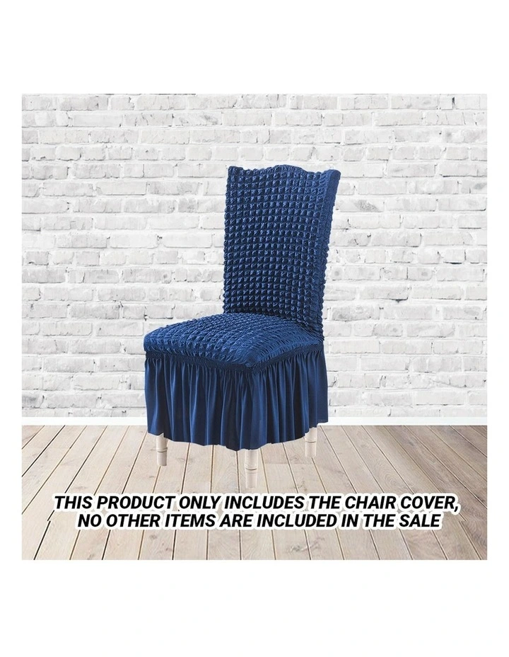 SOGA 2 Pack Blue Stretch Dining Chair Slipcovers with Ruffle Skirt image 2