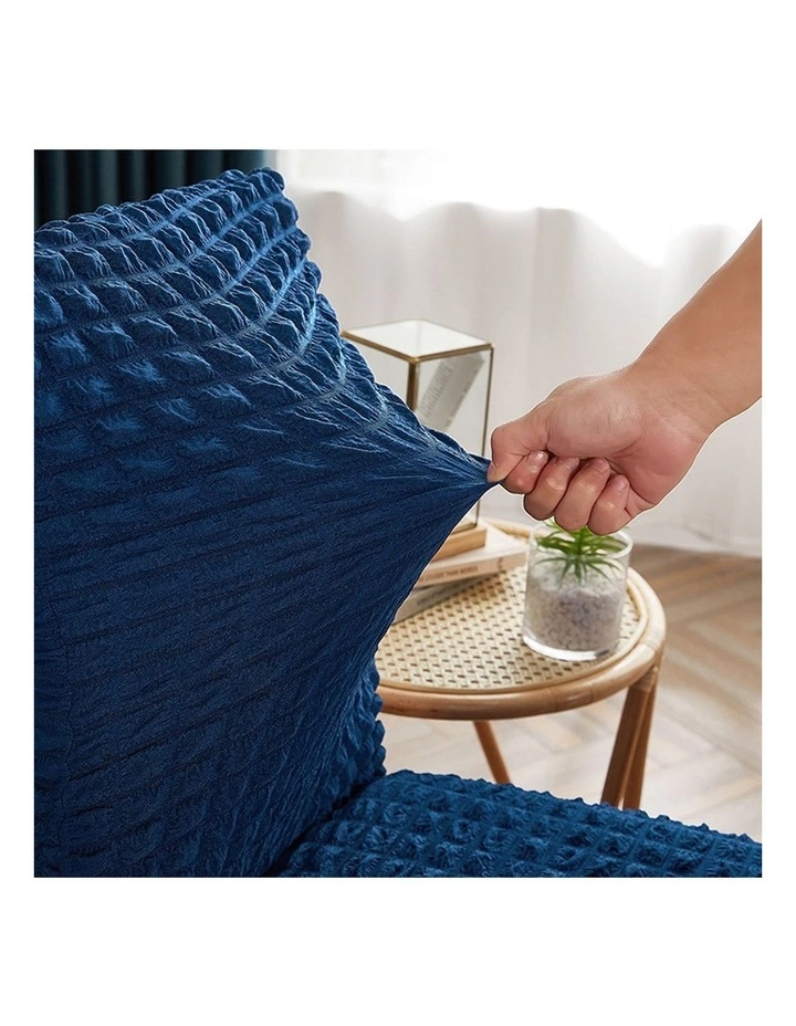 SOGA 2 Pack Blue Stretch Dining Chair Slipcovers with Ruffle Skirt image 5