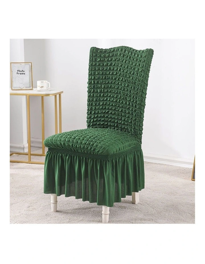 SOGA Dark Green Stretch Dining Chair Slipcover with Ruffle Skirt image 3