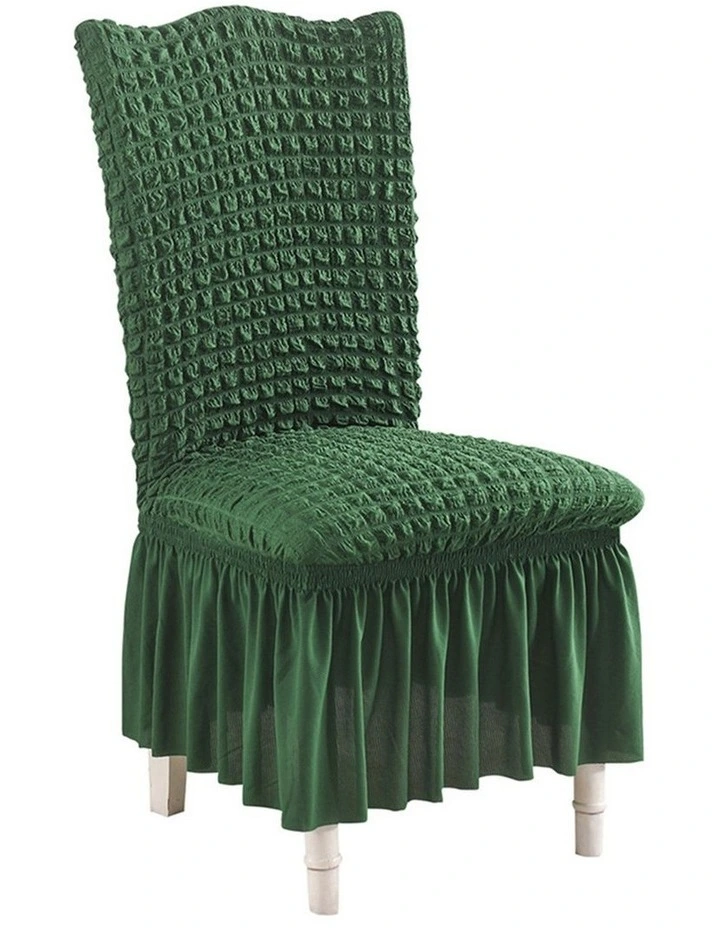 SOGA Dark Green Stretch Dining Chair Slipcover with Ruffle Skirt image 4