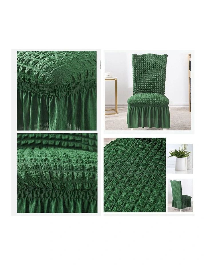 SOGA Dark Green Stretch Dining Chair Slipcover with Ruffle Skirt image 6