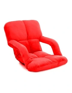 SOGA Red Foldable Floor Recliner Chair with Armrests