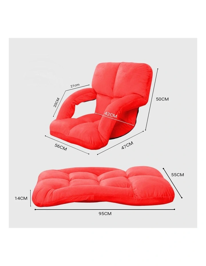 SOGA Red Foldable Floor Recliner Chair with Armrests image 2