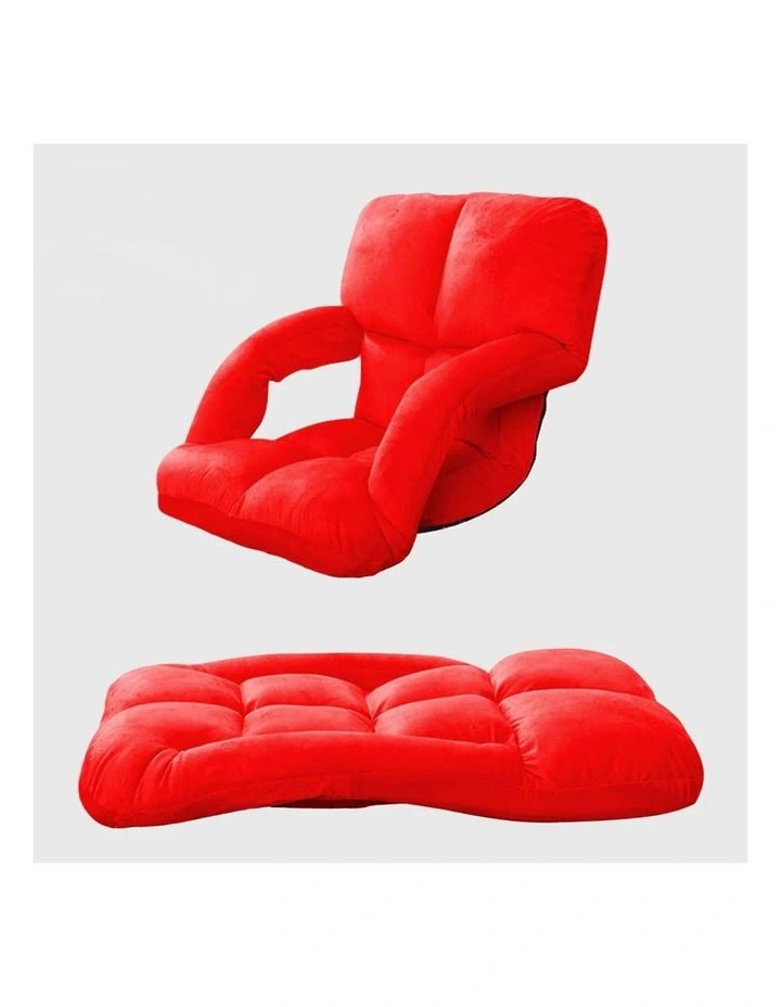 SOGA Red Foldable Floor Recliner Chair with Armrests image 4