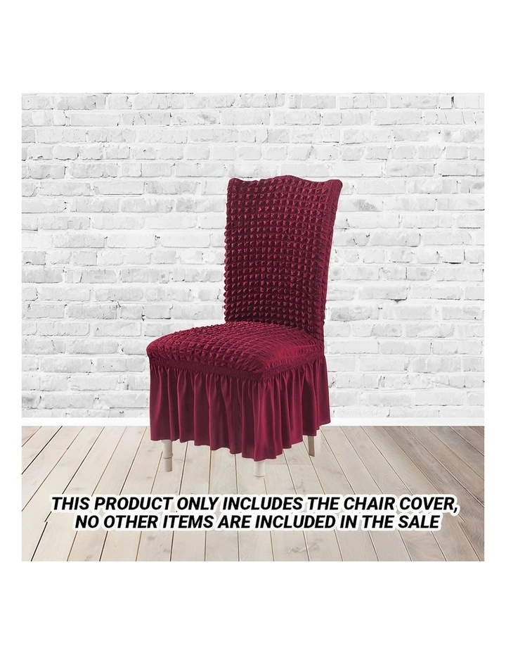 SOGA Burgundy Stretch Dining Chair Slipcover with Ruffle Skirt image 2