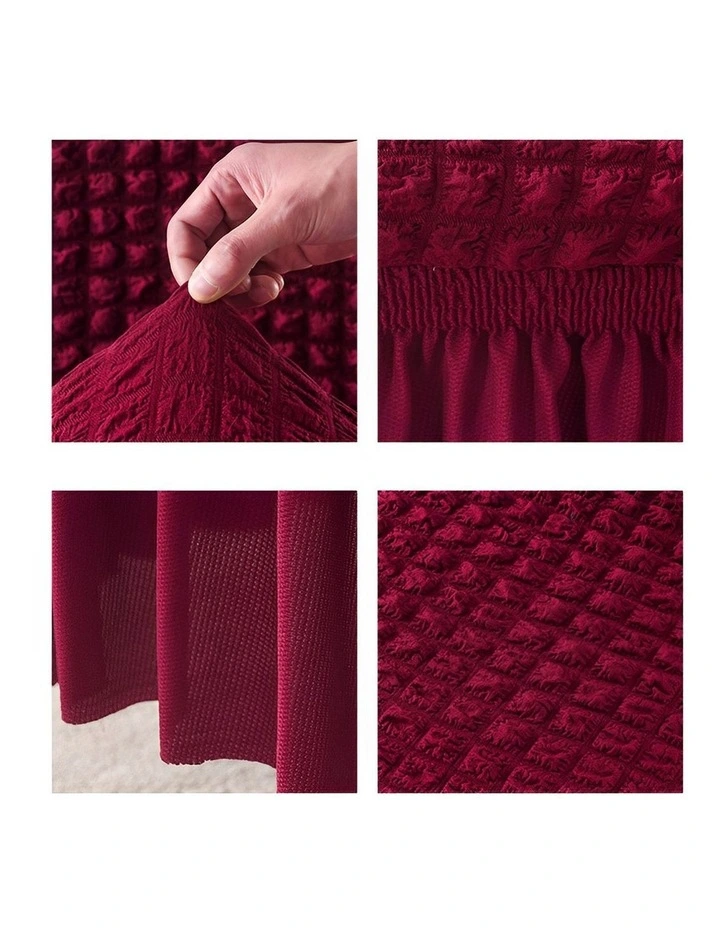SOGA Burgundy Stretch Dining Chair Slipcover with Ruffle Skirt image 5