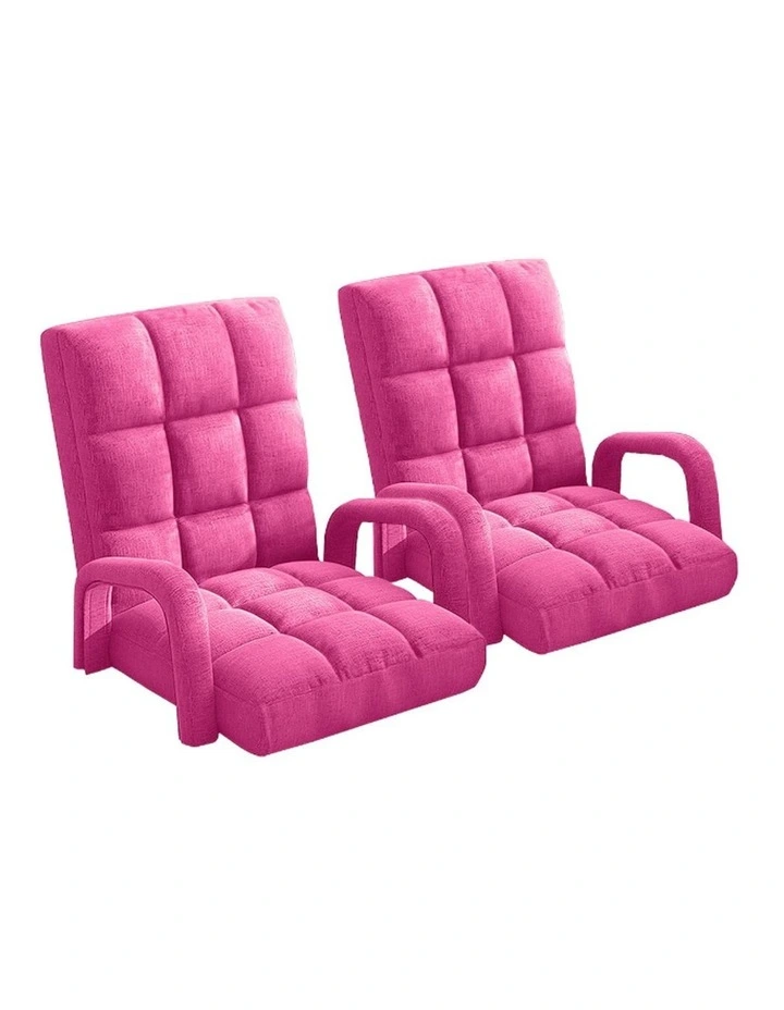 SOGA 2X Foldable Lounge Cushion Adjustable Floor Lazy Recliner Chair with Armrest Pink image 1