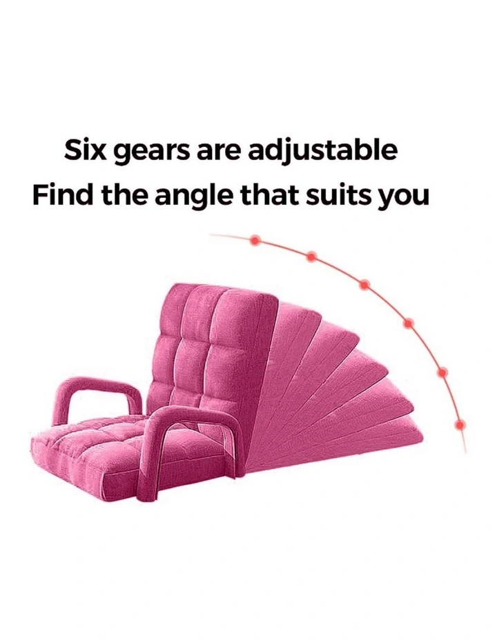 SOGA 2X Foldable Lounge Cushion Adjustable Floor Lazy Recliner Chair with Armrest Pink image 3