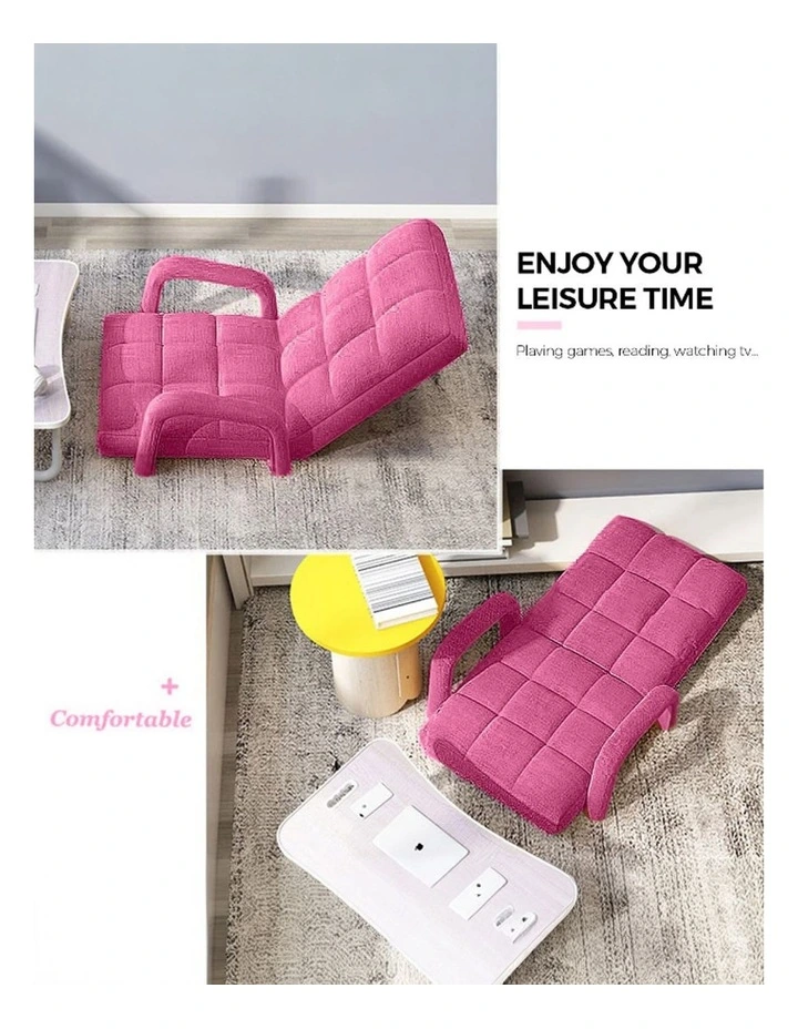 SOGA 2X Foldable Lounge Cushion Adjustable Floor Lazy Recliner Chair with Armrest Pink image 4