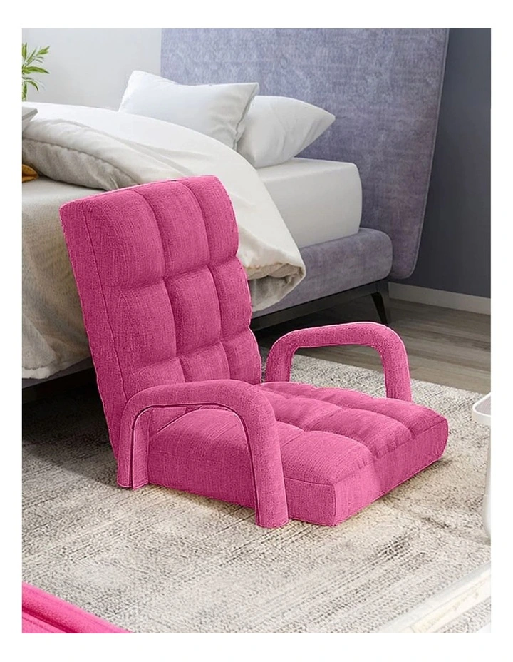 SOGA 2X Foldable Lounge Cushion Adjustable Floor Lazy Recliner Chair with Armrest Pink image 5