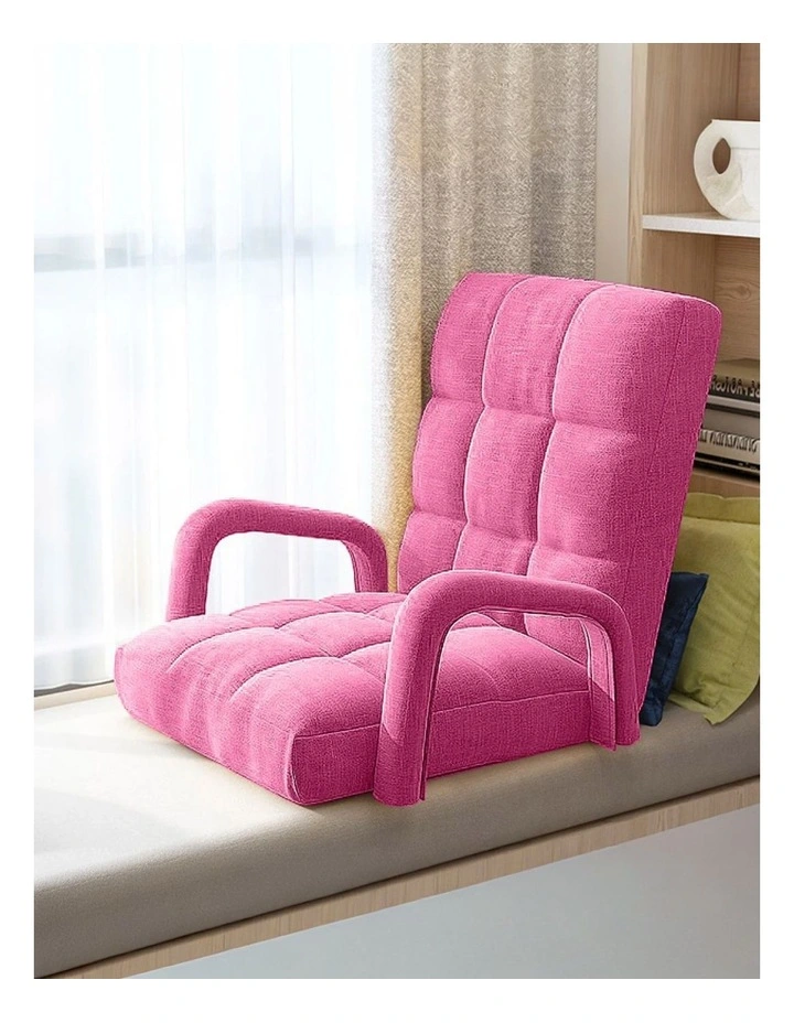 SOGA 2X Foldable Lounge Cushion Adjustable Floor Lazy Recliner Chair with Armrest Pink image 6