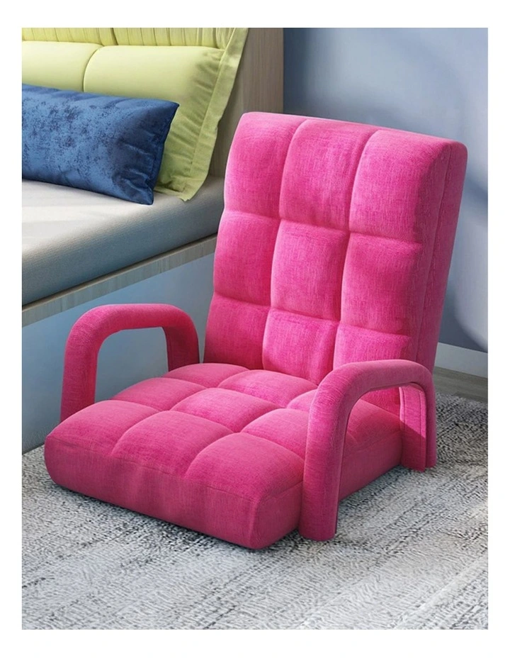 SOGA 2X Foldable Lounge Cushion Adjustable Floor Lazy Recliner Chair with Armrest Pink image 7