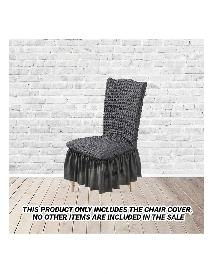 SOGA 2 Pack Dark Grey Stretch Dining Chair Slipcovers with Ruffle Skirt image 2