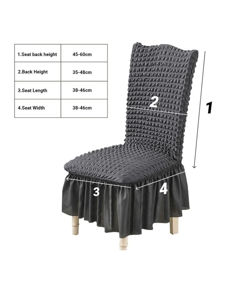 SOGA 2 Pack Dark Grey Stretch Dining Chair Slipcovers with Ruffle Skirt image 5