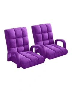 SOGA 2X Foldable Lounge Cushion Adjustable Floor Lazy Recliner Chair with Armrest Purple