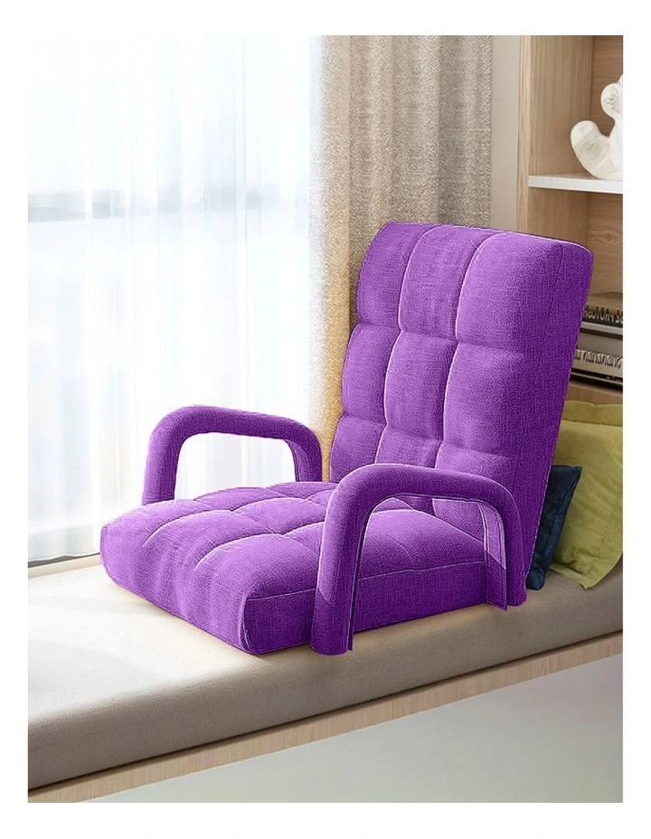 SOGA 2X Foldable Lounge Cushion Adjustable Floor Lazy Recliner Chair with Armrest Purple image 6