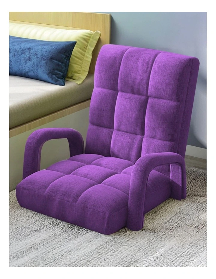 SOGA 2X Foldable Lounge Cushion Adjustable Floor Lazy Recliner Chair with Armrest Purple image 7