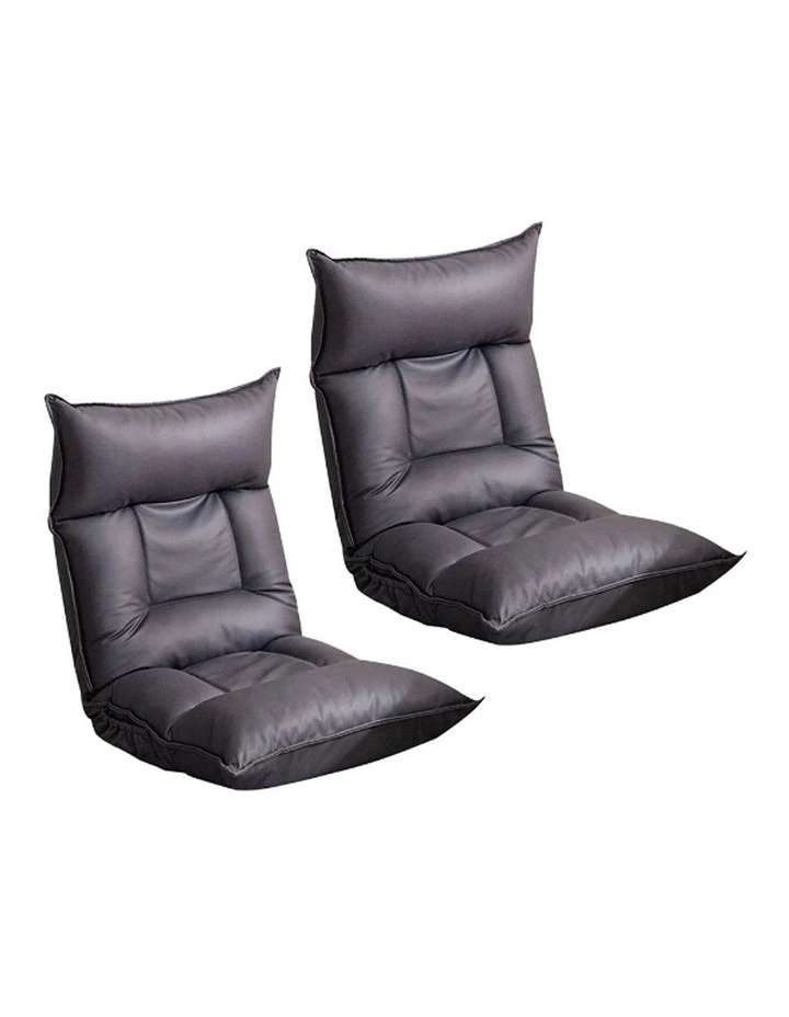 SOGA 2X Grey Lazy Sofa Bed Tatami Cushion Collapsible Backrest Lounge Home Office Seat image 1