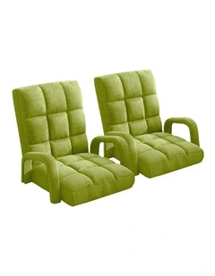 SOGA 2X Foldable Lounge Cushion Adjustable Floor Lazy Recliner Chair with Armrest Yellow Green