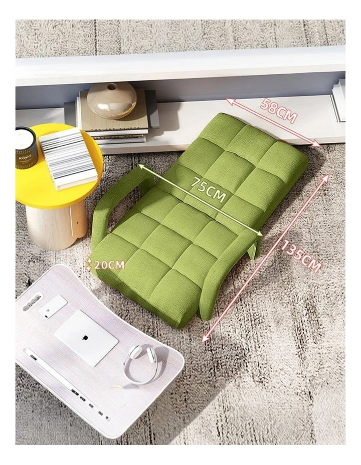 SOGA 2X Foldable Lounge Cushion Adjustable Floor Lazy Recliner Chair with Armrest Yellow Green image 2
