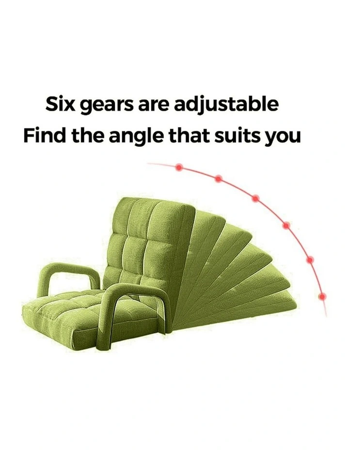 SOGA 2X Foldable Lounge Cushion Adjustable Floor Lazy Recliner Chair with Armrest Yellow Green image 3
