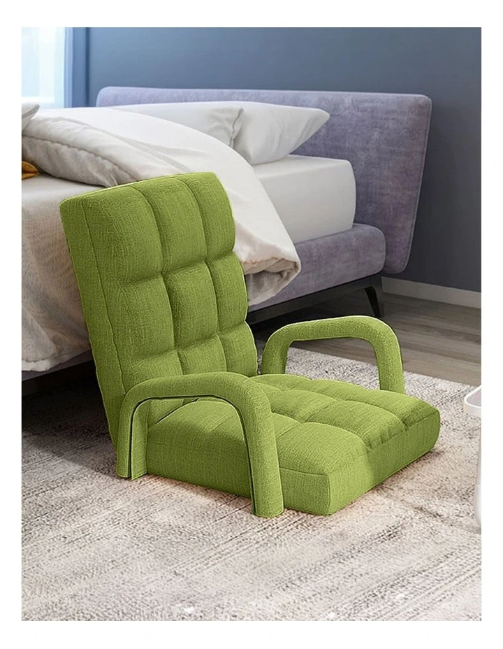 SOGA 2X Foldable Lounge Cushion Adjustable Floor Lazy Recliner Chair with Armrest Yellow Green image 5