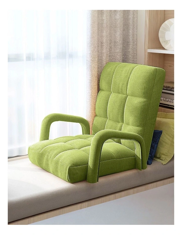 SOGA 2X Foldable Lounge Cushion Adjustable Floor Lazy Recliner Chair with Armrest Yellow Green image 6
