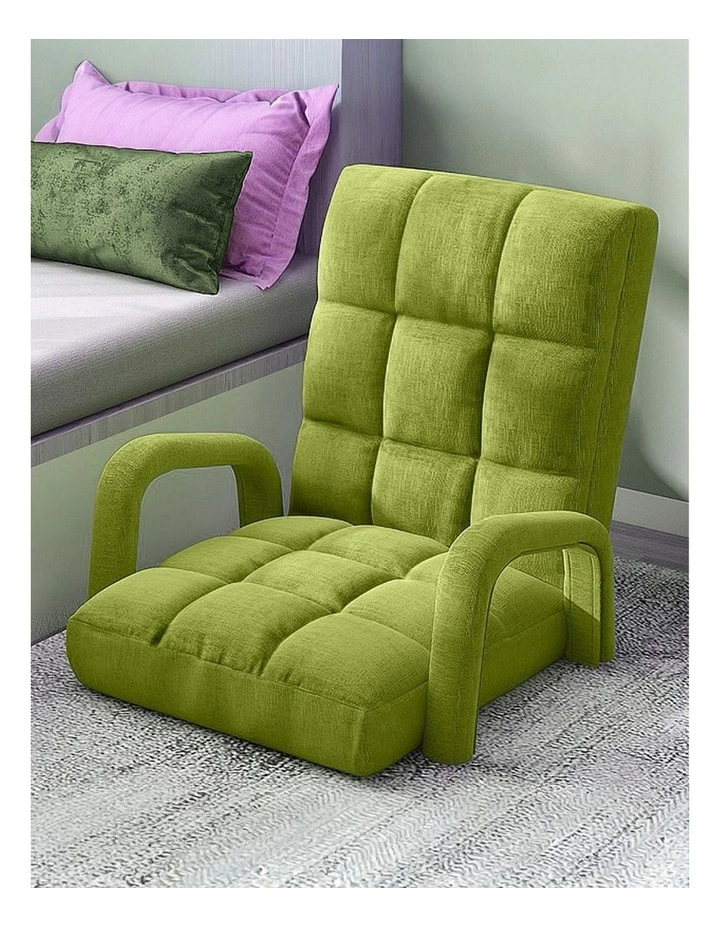 SOGA 2X Foldable Lounge Cushion Adjustable Floor Lazy Recliner Chair with Armrest Yellow Green image 7