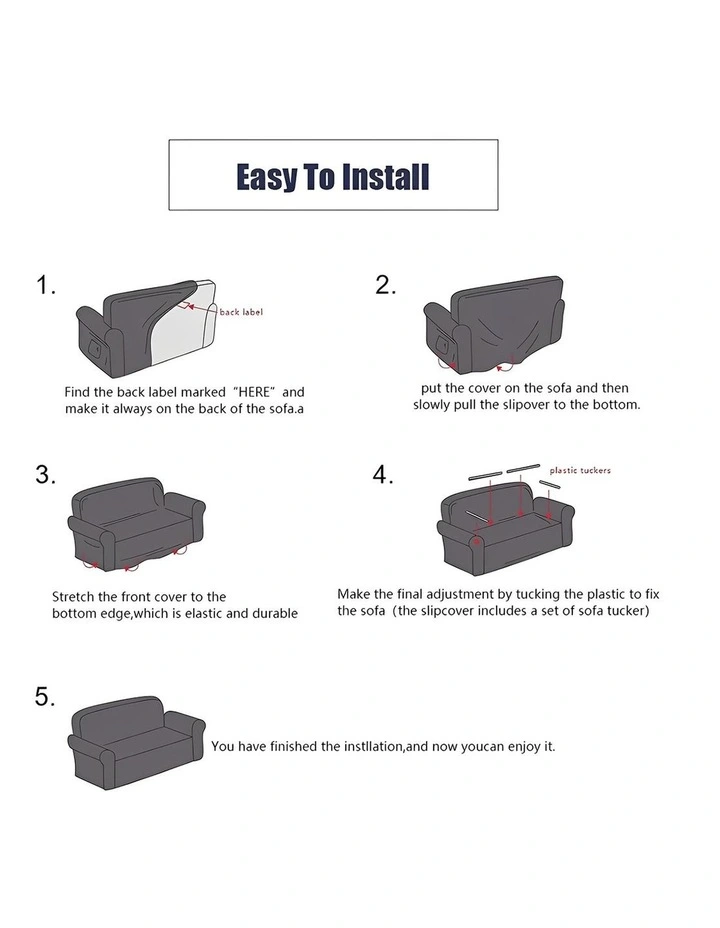 SOGA 4-Seater Black Sofa Cover Couch Protector image 5
