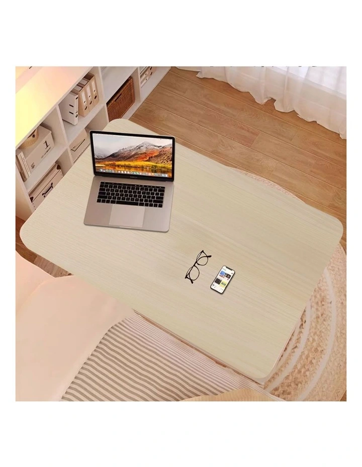SOGA Mobile Bedside Desks 2 Pack 80 x 40cm White Maple image 4