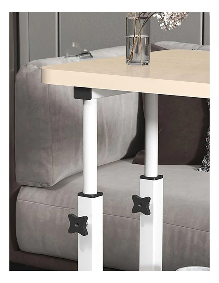SOGA Mobile Bedside Desks 2 Pack 80 x 40cm White Maple image 5