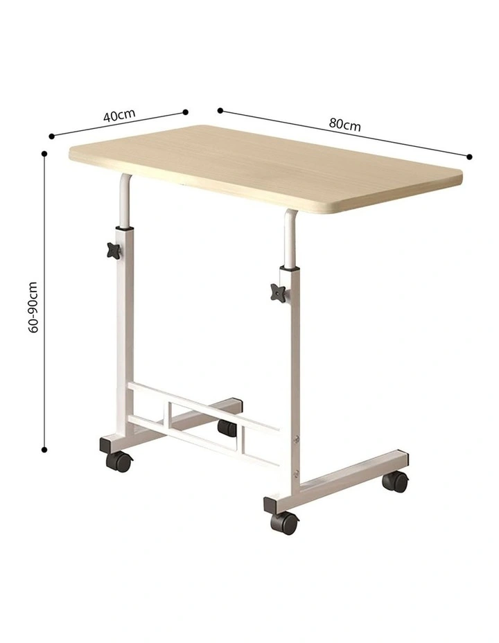 SOGA Mobile Bedside Desks 2 Pack 80 x 40cm White Maple image 6