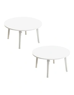 SOGA 2 Pack Small Portable Floor Tables White