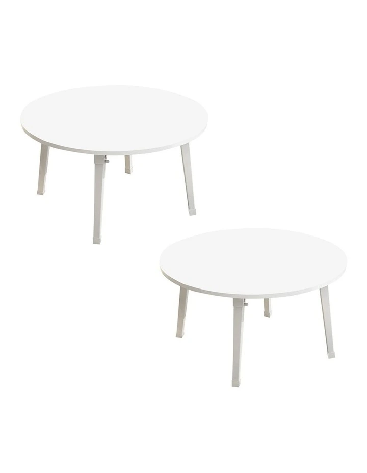 SOGA 2 Pack Small Portable Floor Tables White image 1