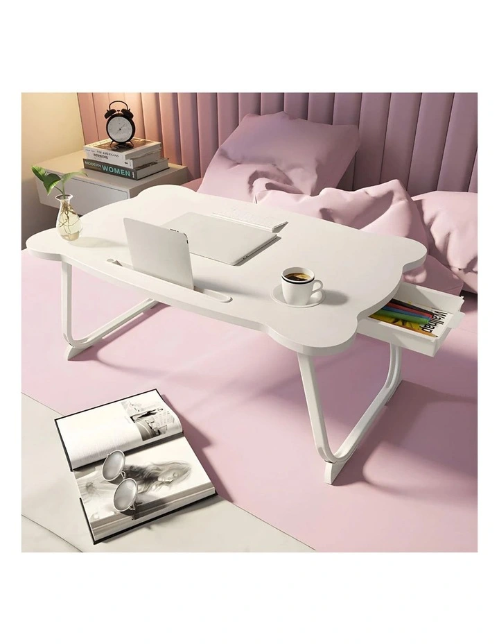 SOGA 2 Pack Adjustable Foldable Bed Tables White image 2