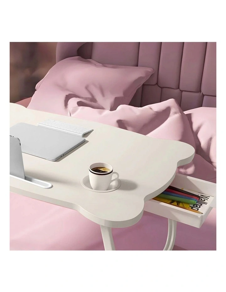 SOGA 2 Pack Adjustable Foldable Bed Tables White image 4