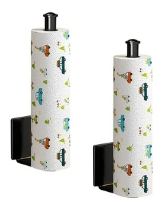 SOGA Roll Holders 2 Pack 33cm Black Aluminium Wall Mounted