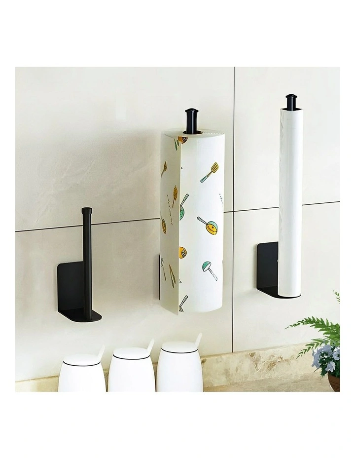 SOGA Roll Holders 2 Pack 33cm Black Aluminium Wall Mounted image 5