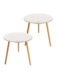 SOGA Side Tables 2 Pack 60cm White 72cm High