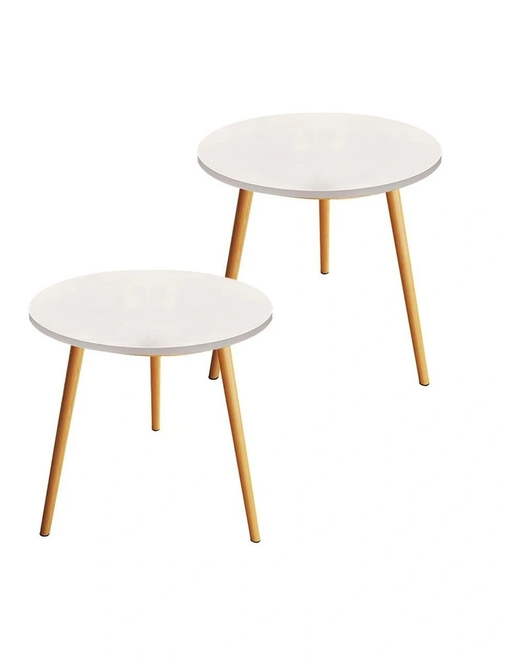 SOGA Side Tables 2 Pack 60cm White 72cm High image 1
