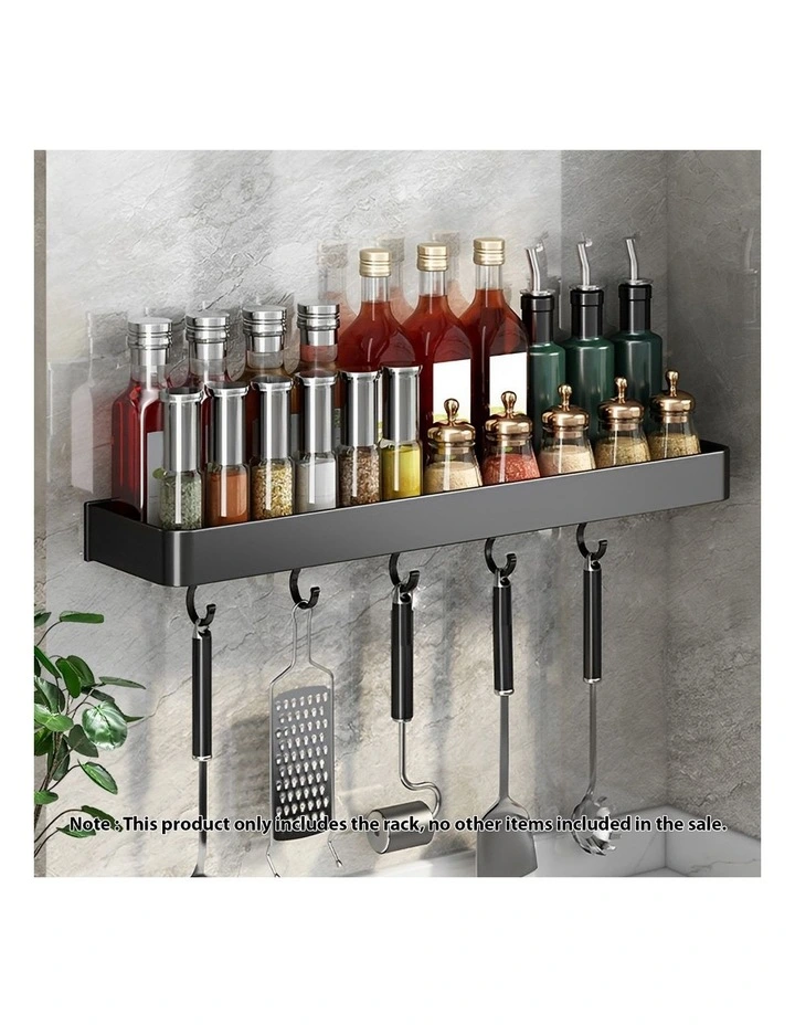 SOGA Spice Racks 2 Pack 30cm Black with Hooks image 2
