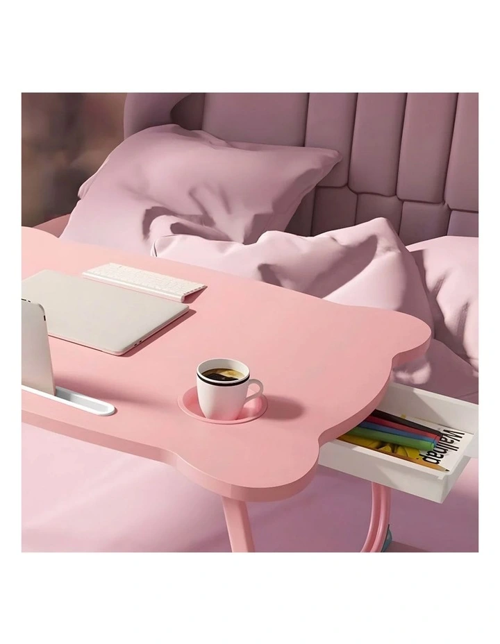 SOGA Adjustable Foldable Laptop Bed Table Pink image 5