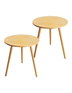 SOGA Side Tables 2 Pack 60cm Walnut 72cm High